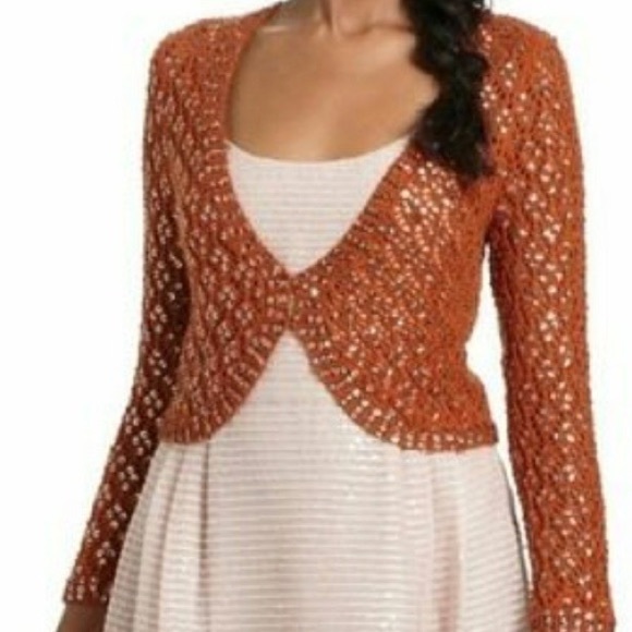 Anthropologie Sequin Embellished Crochet Cardigan - Picture 1 of 4